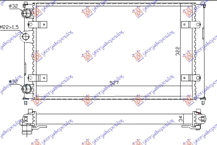 HLADNJAK MOTORA 1.4/1.6 BENZIN - 1.7/1.9 SDi (-AC) (52x32) (VALEO)