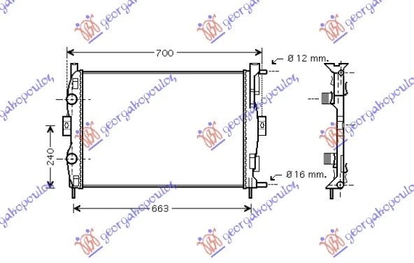 HLADNJAK MOTORA 1.4/1.6 BENZIN (+/-AC) (590x450x18) (NRF)