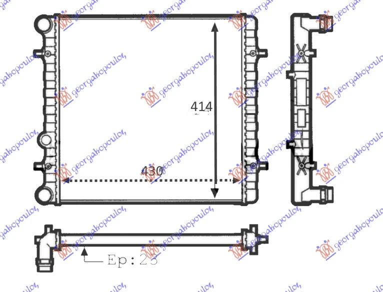 HLADNJAK MOTORA 1.4/1.6 (MAN) (-AC) (43x41.5x2.3) (VALEO)