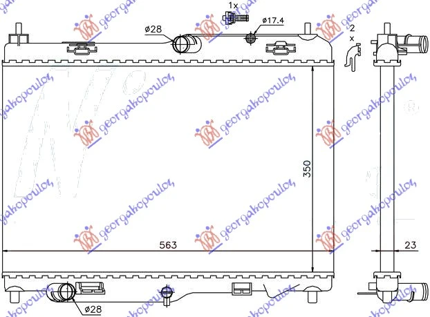 HLADNJAK MOTORA 1.4/1.6 TDCI (MAN) (+/-AC) (563x350) (NRF)