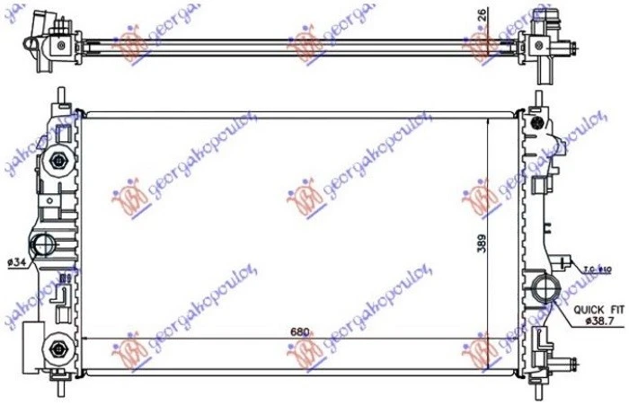 HLADNJAK MOTORA 1.4/1.6 TURBO BENZIN (AUTO) (680x395) (NRF)