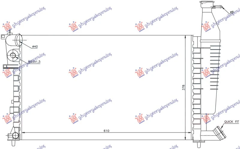 HLADNJAK MOTORA 1.4/1.6/1.8 (+/-AC) (61x37.7x23) (MARELLI)