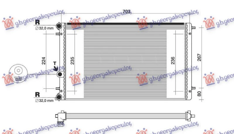 HLADNJAK MOTORA 1.4/1.6i 16V - 1.9 TDI (+/-AC) (65x37.8) (NRF)