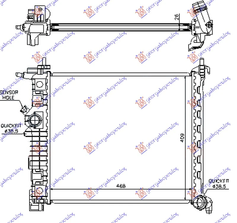 HLADNJAK MOTORA 1.4i 16v TURBO (A14NEL/T) (470x428) (NRF)