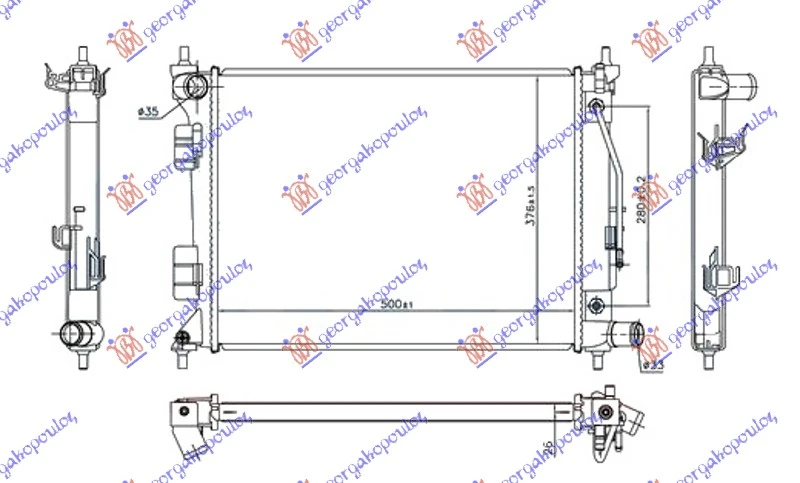 HLADNJAK MOTORA 1.4i BENZIN (AUTO) (500x375x26) (NRF)