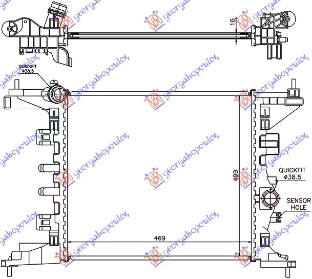 HLADNJAK MOTORA 1.4i/16V (A14XER) (470x428) (NISSENS)