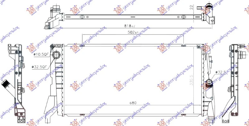 HLADNJAK MOTORA 1.5 (216i-218i) BENZIN (MAN/AUTO) (680x330x22) (NRF)