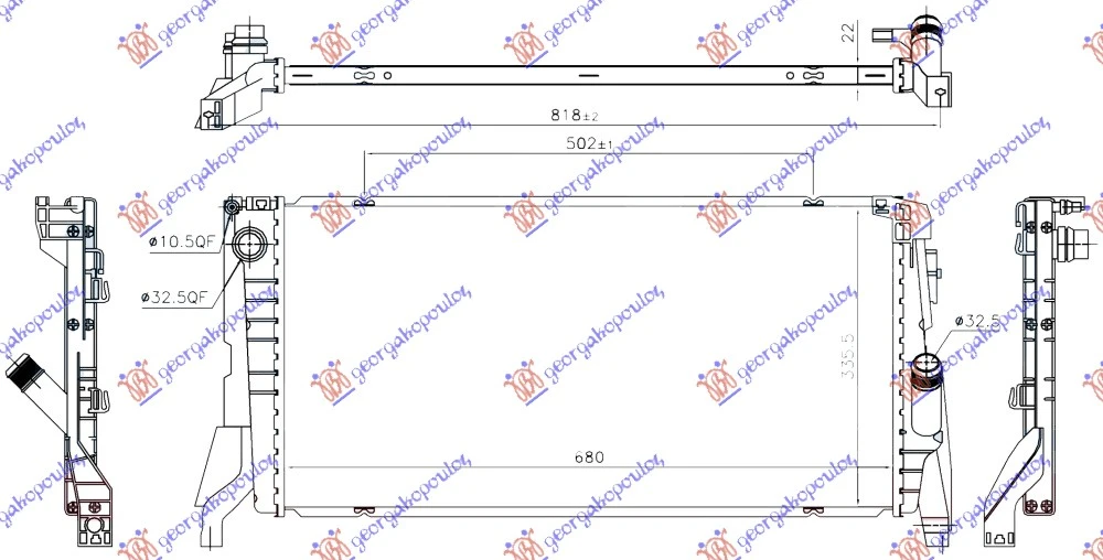 HLADNJAK MOTORA 1.5 (216i/218i) BENZIN (MAN/AUTO) (680x336x22) (KOYO)