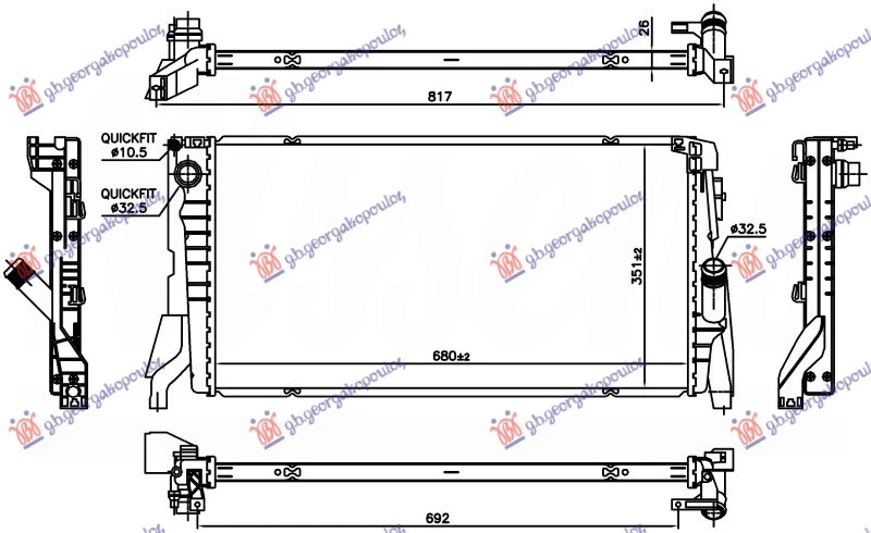 HLADNJAK MOTORA 1.5 (216i/218i) BENZIN (MAN/AUTO) (680x351x26) (VALEO)