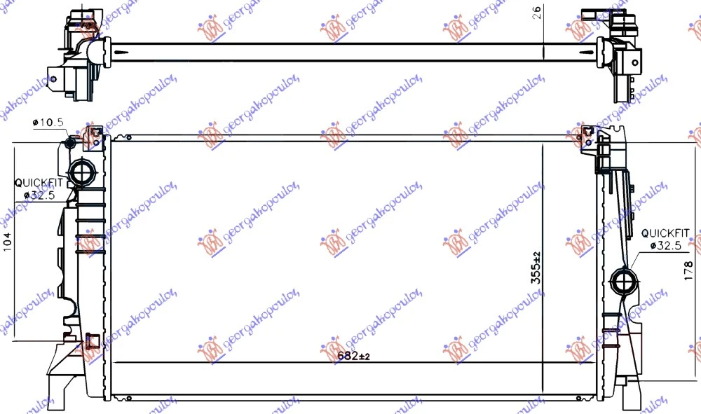 HLADNJAK MOTORA 1.5 (225xe) HIBRID/BENZIN (AUTO) (680x350x26) (NRF)