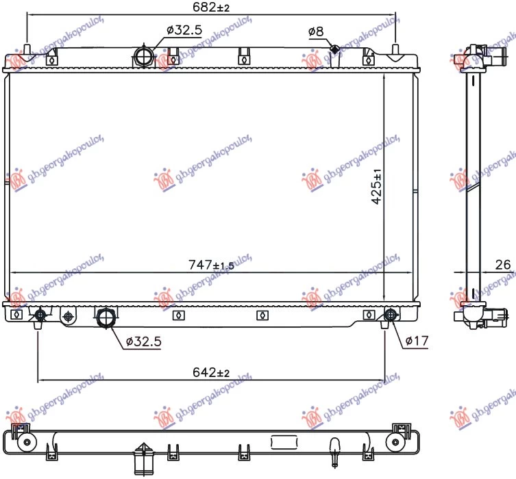 HLADNJAK MOTORA 1.5 BENZIN VTEC (425x747x26)