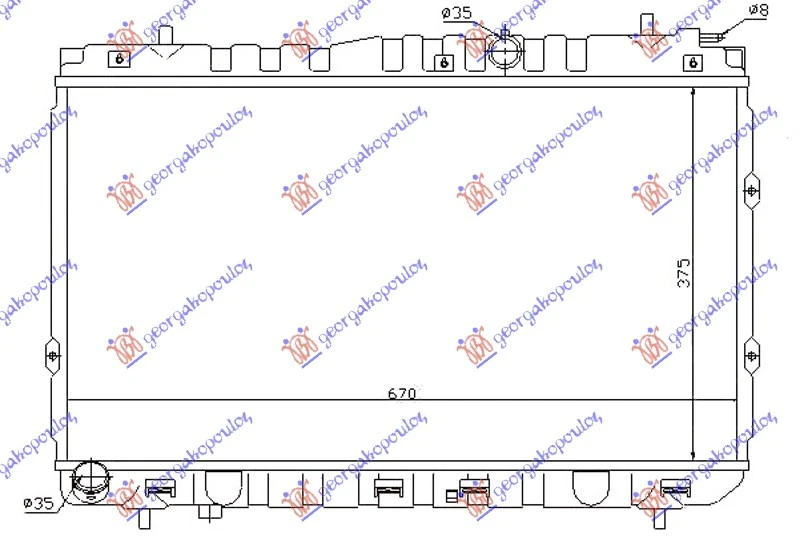 HLADNJAK MOTORA 1.5 CRDi DIZEL (375x670x16) (NISSENS)