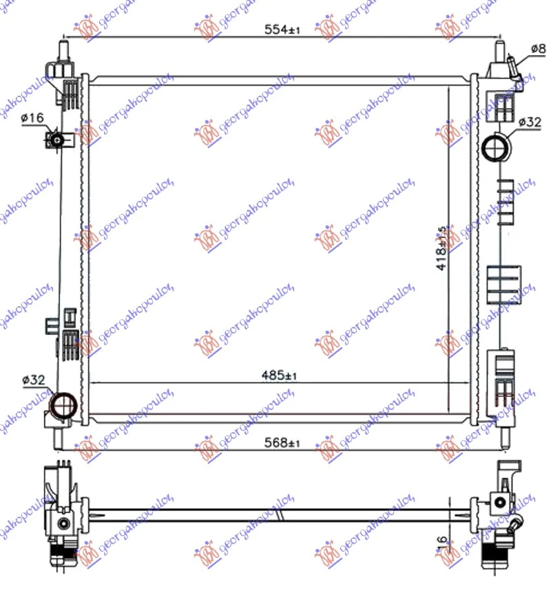 HLADNJAK MOTORA 1.5 DCi DIZEL (485x418x16) /13 (KOYO)