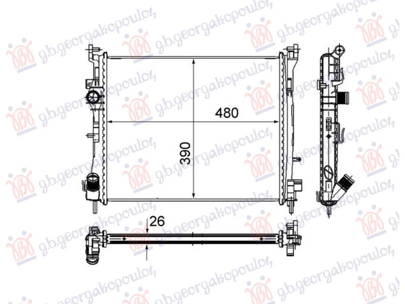 HLADNJAK MOTORA 1.5 DIZEL DCi 2003- (480x414x270) 74KW (NRF)