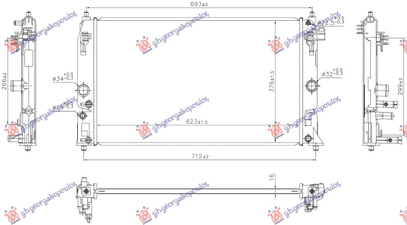 HLADNJAK MOTORA 1.5 HIBRID/BENZIN (625x376x16)