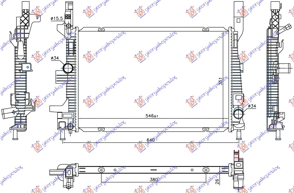 HLADNJAK KLIME 1.0/1.6 BENZIN - 1.6 DIZEL (590x377) (MARELLI)