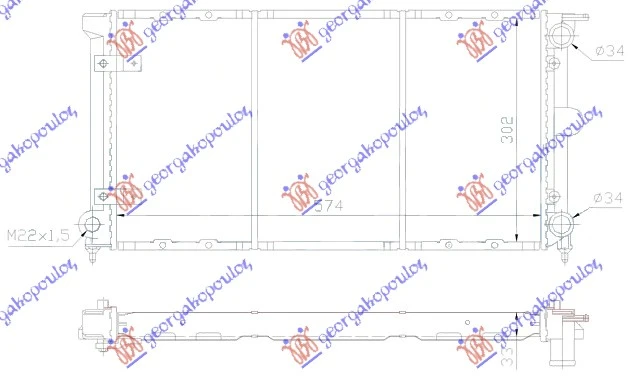 HLADNJAK MOTORA 1.5/1.6/1.8 BENZIN - 1.6 DIZEL (570x320x34) (NISSENS)