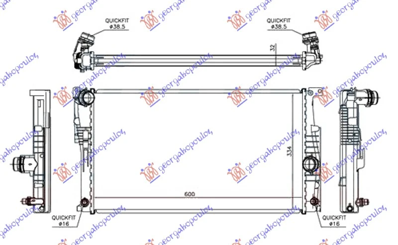 HLADNJAK MOTORA 1.5/2.0/3.0 (118i/ (125i N20 MOTOR) /135i) BENZIN (AUTO) (600x334x32) (NRF)