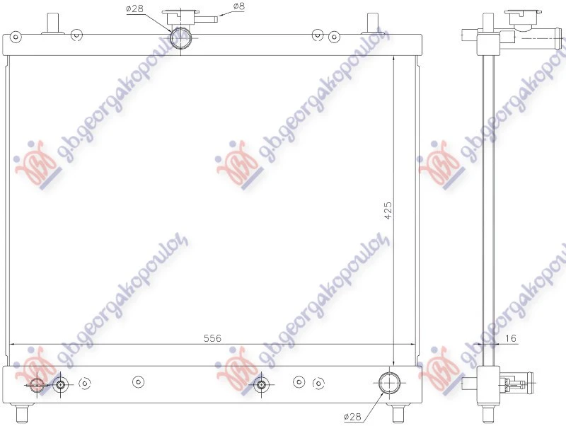 HLADNJAK MOTORA 1.5i 16V (MAN/AUTO) (42.5x55.5) (VALEO)
