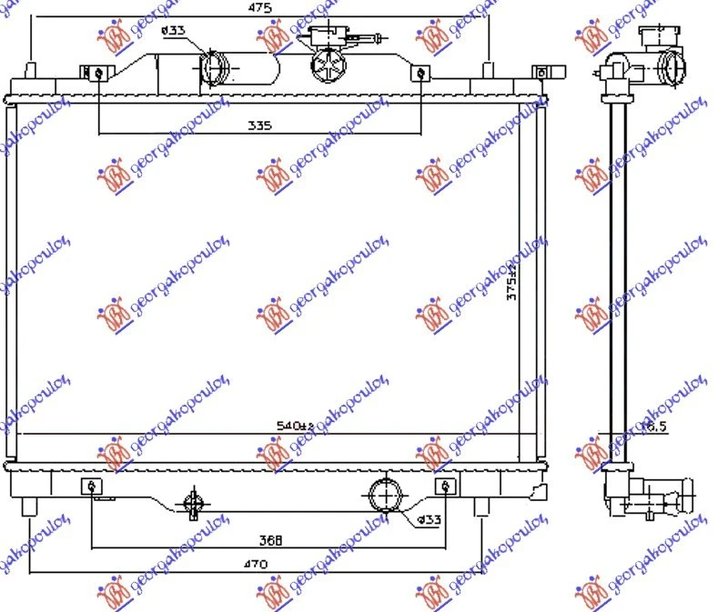 HLADNJAK MOTORA 1.5i BENZIN (375x540x16) (NRF)