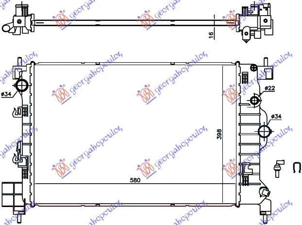HLADNJAK MOTORA 1.6 16v BENZIN (MAN) (580x400x16) (NISSENS)