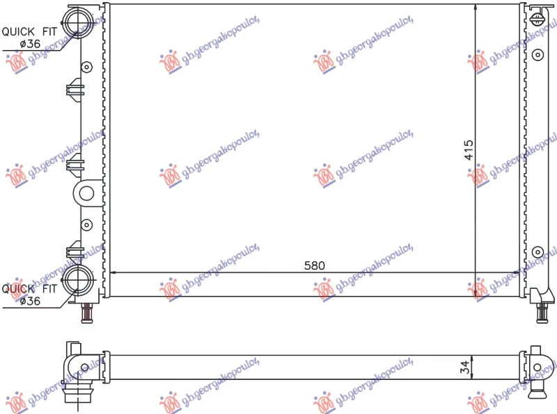 HLADNJAK MOTORA 1.6 16v TWIN SPARK (580x410x34) (NISSENS)