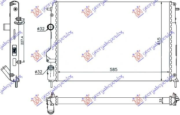 HLADNJAK MOTORA 1.6 BENZIN / 1.5 DCI (+AC) (58.5x41.5x34) (NRF)