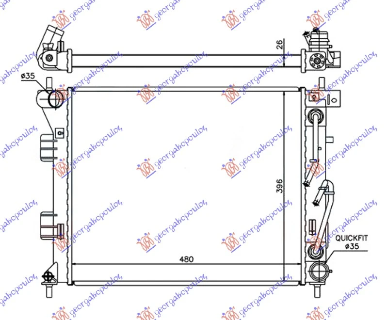 HLADNJAK MOTORA 1.6 CRDi DIZEL (AUTO) (480x395x26) (NRF)