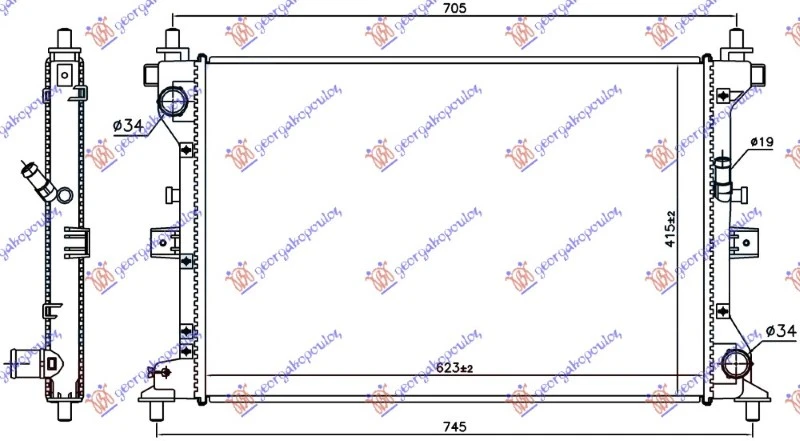 HLADNJAK MOTORA 1.6 DDiS DIZEL (MAN) (623x415x27) (NRF)