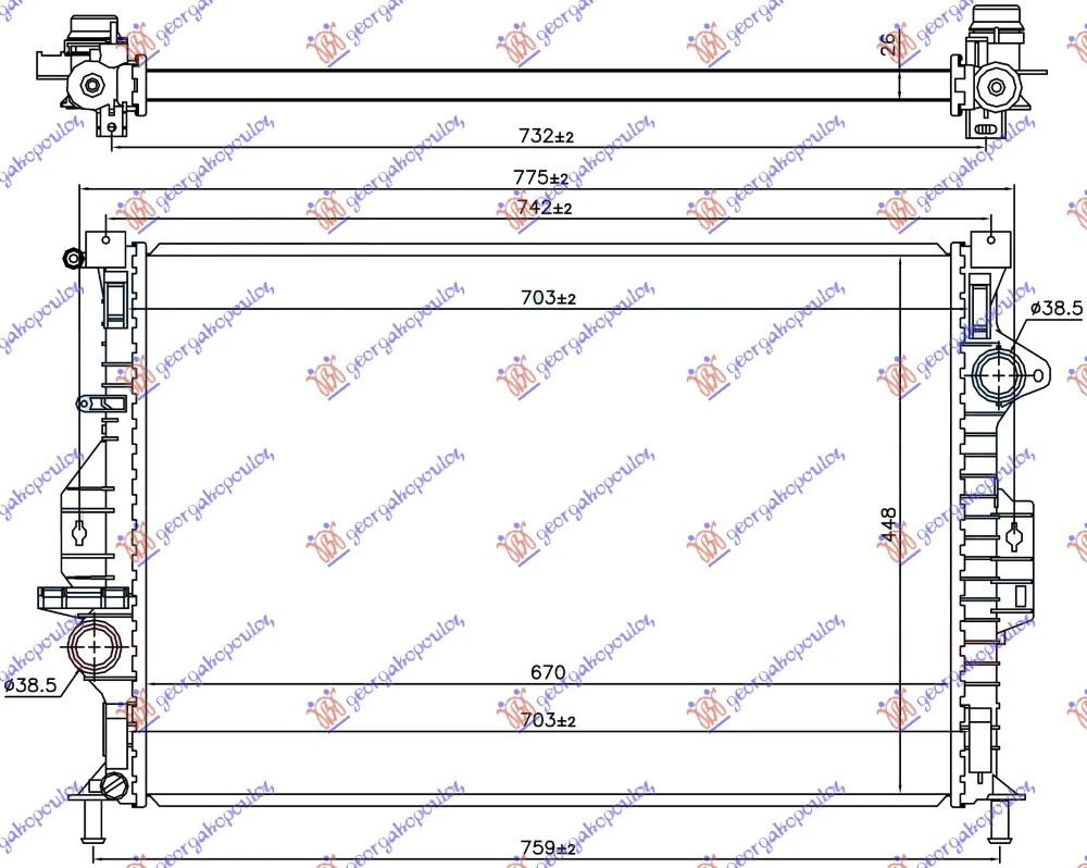 HLADNJAK MOTORA 1.6 EcoBoost BENZIN / 2.0 TDCi DIZEL (MAN) (670x449x26) -15 (NRF)