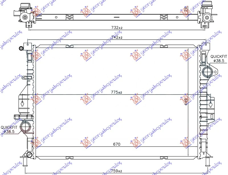 HLADNJAK MOTORA 1.6 EcoBoost BENZIN (AUTO) (670x449x26) /15 (NRF)