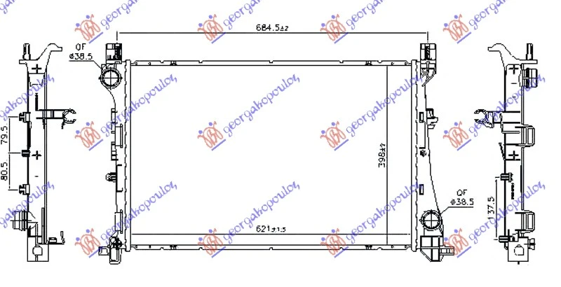 HLADNJAK MOTORA 1.6 MJTD DIZEL (MAN/AUTO) (620x400x26) (KOYO)