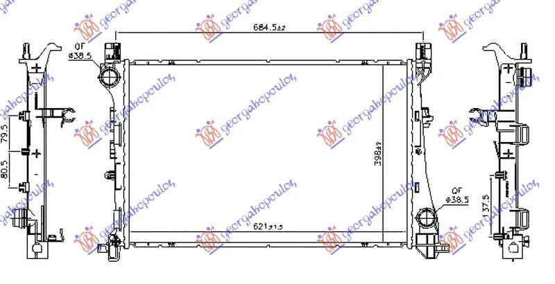 HLADNJAK MOTORA 1.6 MJTD DIZEL (MAN/AUTO) (620x400x26) (NRF)