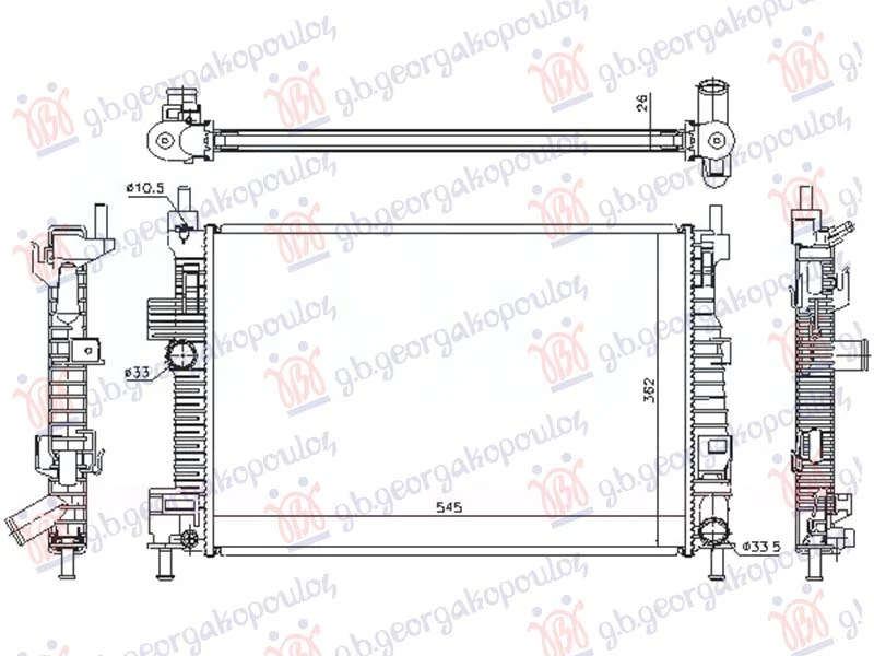 HLADNJAK MOTORA 1.6 TDCi DIZEL (MAN) (545x360x26) (NRF)