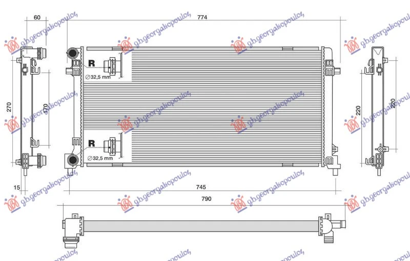 HLADNJAK MOTORA 1.6 TDi DIZEL (650x320x32) BEZ CEVI (NRF)