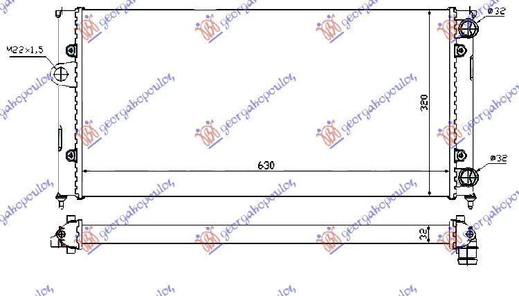 HLADNJAK MOTORA 1.6/1.8/2.0i8V/1.9TDi (630x320x32) (NRF)