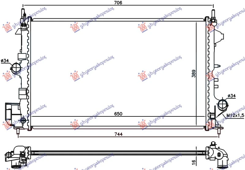 HLADNJAK MOTORA 1.6/1.8i 16V BENZIN (Z16/18XER) (65x40.5) (VALEO)