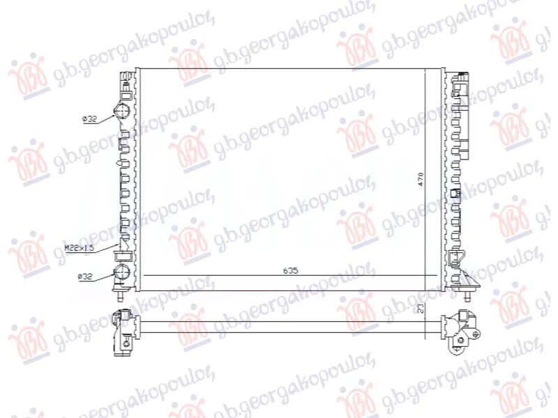 HLADNJAK MOTORA 1.6/2.0 BENZIN - 1.9 DIZEL DT (MAN/AUTO) (634x450) (NRF)