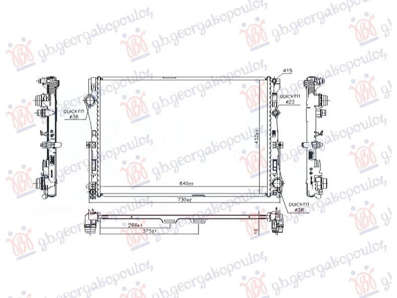 HLADNJAK MOTORA 1.6/2.0 BENZIN - 2.2 DIZEL (MAN/AUTO) (640x432) (NRF)