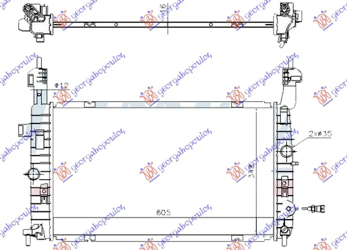 HLADNJAK MOTORA 1.6i 16V BENZIN (AUTO) (605x348) (NRF)