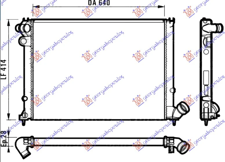 HLADNJAK MOTORA 1.6i 8V 1.8i 8/16V (MAN) (+AC) (64x40) (NRF)