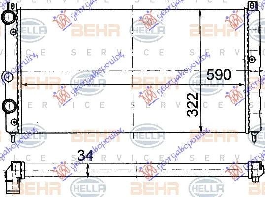 HLADNJAK MOTORA 1.6i 8V 1.9D (59x32) (MAHLE BEHR)