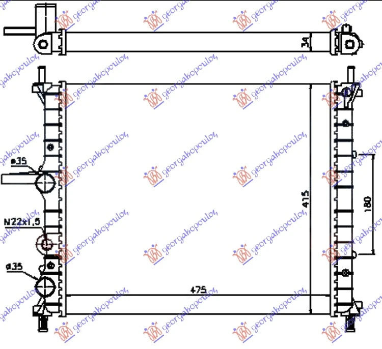 HLADNJAK MOTORA 1.6i (+/-AC) (47.5x41) (VALEO)