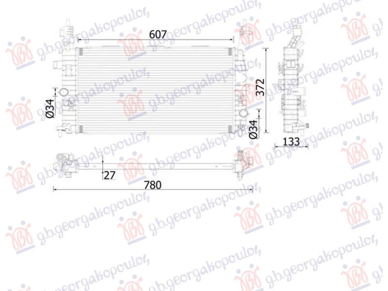 HLADNJAK MOTORA 1.7 CDTi DIZEL (MAN) (610x360x26) (NISSENS)