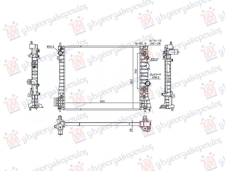 HLADNJAK MOTORA 1.7 DTi/CDTi DIZEL (AUTO) (620x510x26) (NRF)