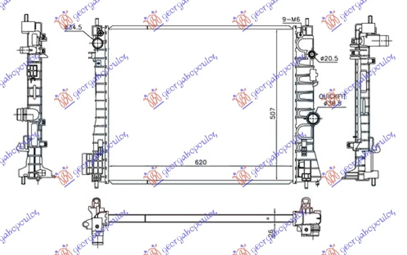 HLADNJAK MOTORA 1.7 DTi/CDTi DIZEL (MAN) (620x510x26) (NISSENS)