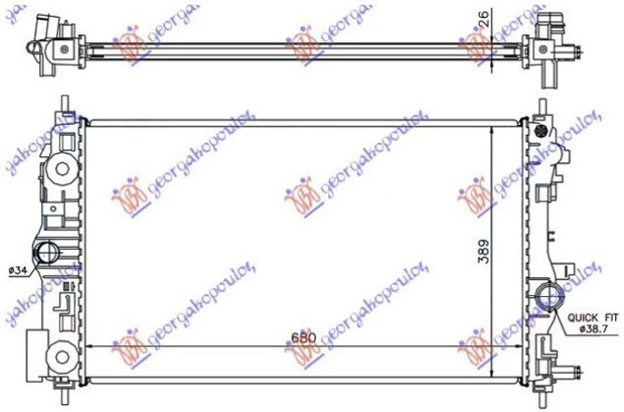 HLADNJAK MOTORA 1.7/2.0 DIZEL (680x395) (NRF)