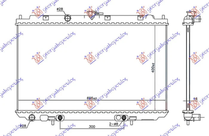 HLADNJAK MOTORA 1.8 BENZIN (AUTO) (400x695x16) (NRF)