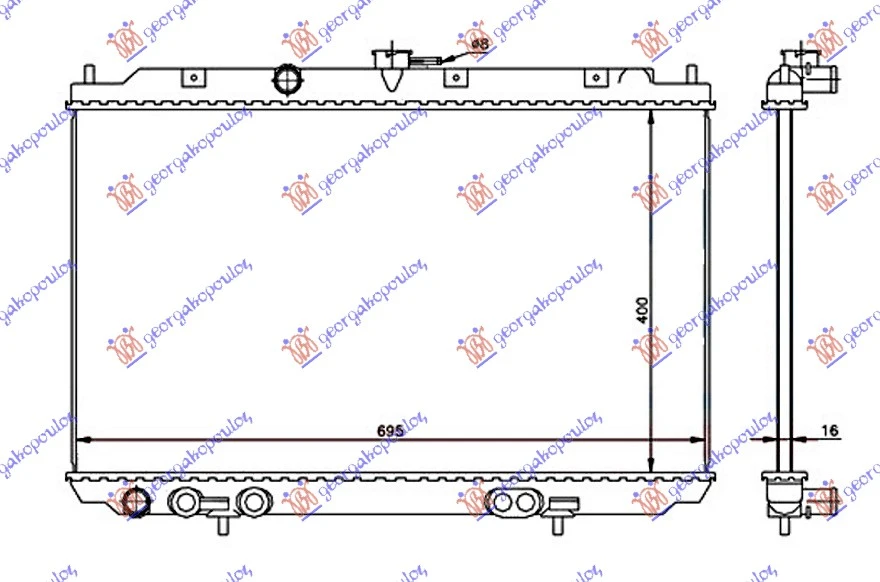 HLADNJAK MOTORA 1.8 BENZIN (MAN) (400x695x16) (NRF)