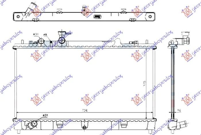 HLADNJAK MOTORA 1.8/2.0 BENZIN (MAN) (375x740x16) (KOYO)